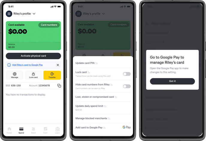 Google Pay screens